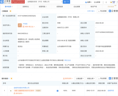 金能科技斥资5000万在山东德州设立国际贸易新公司，深化全球布局与国内贸易代理服务